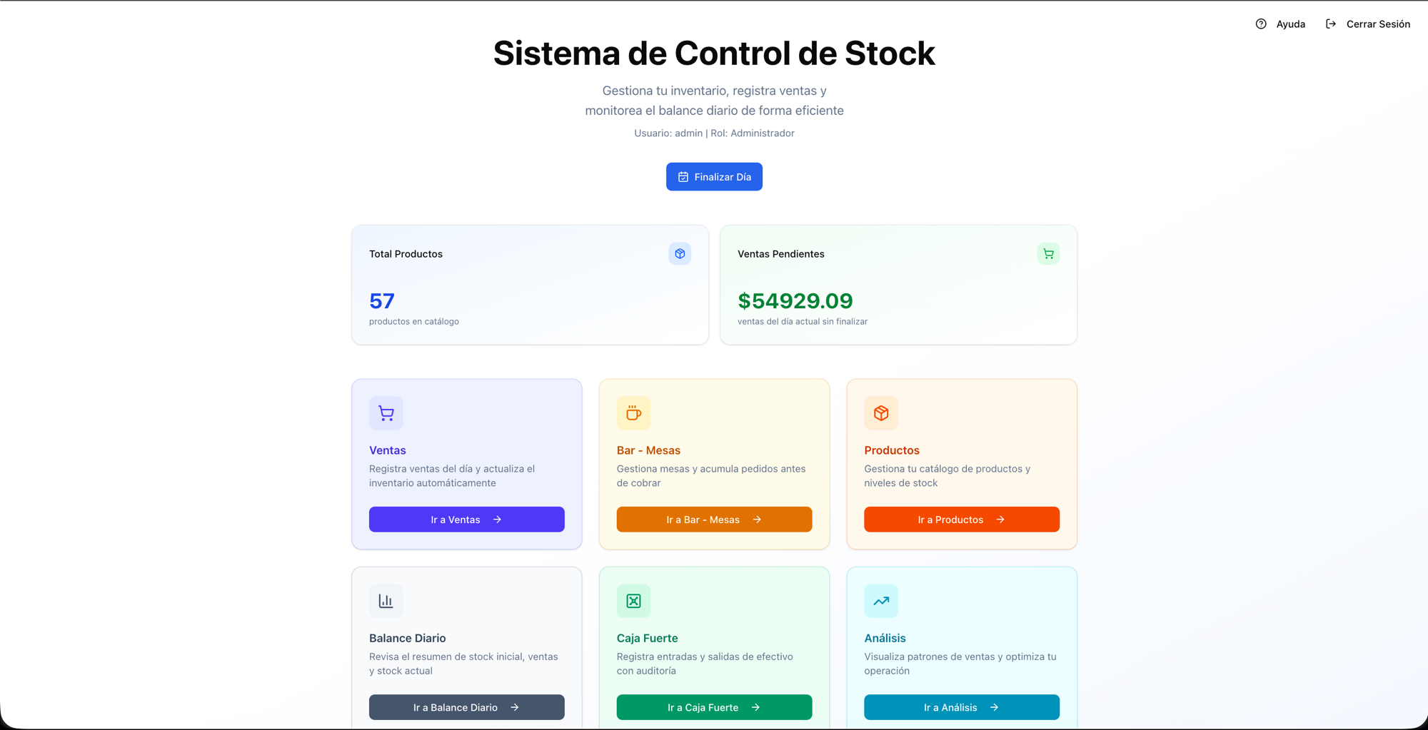 Sistema de Control de Stock — vista 1