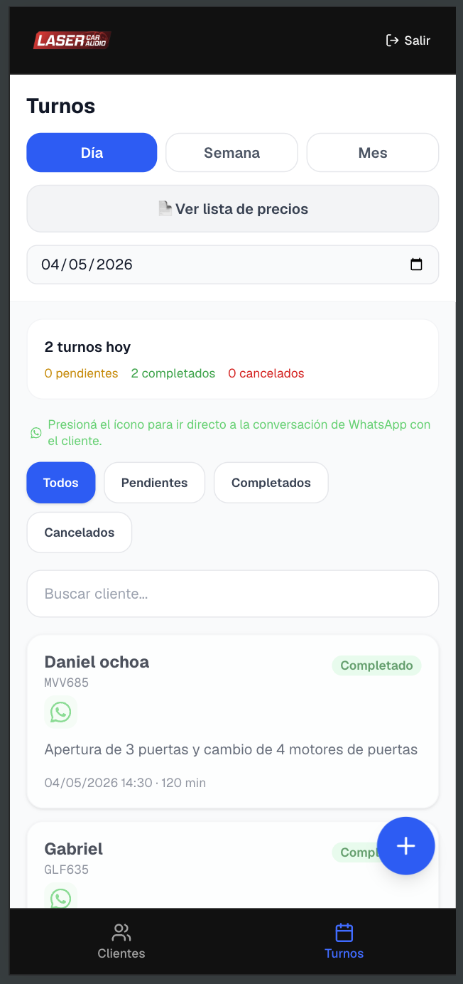 Laser Car Audio — App Móvil para Taller — vista 1